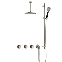Hotbath Cobber X IBSX70 inbouw doucheset - ronde handdouche - 20cm hoofddouche - 15cm plafondbuis - glijstang - Geborsteld Nikkel