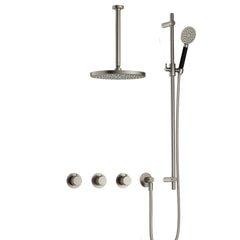 Hotbath Cobber X IBSX70 inbouw doucheset - ronde handdouche - 20cm hoofddouche - 30cm plafondbuis - glijstang - Geborsteld Nikkel