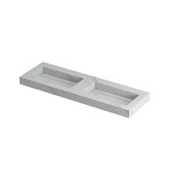 Ink Pitch dubbele meubelwastafel 140x45cm keramische slab - zonder kraangaten - Calacatta - 0210420