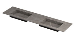 Ink Post Wastafel keramische slab envelop bak dubbel 2 kraangaten - Armani grey mat - 180x45x1cm - 0210151
