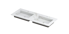 Ink Post Wastafel keramische slab envelop bak dubbel 2 kraangaten - Calacatta mat - 120x45x1cm - 0210090