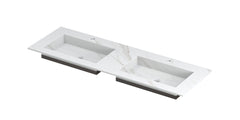 Ink Post Wastafel keramische slab envelop bak dubbel 2 kraangaten - Calacatta mat - 140x45x1cm - 0210110