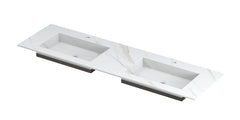 Ink Post Wastafel keramische slab envelop bak dubbel 2 kraangaten - Calacatta mat - 160x45x1cm - 0210130