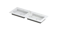 Ink Post Wastafel keramische slab envelop bak dubbel zonder kraangaten - Calacatta mat - 120x45x1cm - 0210080