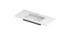 Ink Post Wastafel keramische slab envelop bak midden met 1 kraangat - Calacatta mat - 100x45x1cm - 0210050