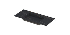 Ink Post Wastafel keramische slab envelop bak midden zonder kraangat - Lauren black mat - 100x45x1cm - 0210042