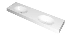 Ink Smooth Double Polystone Washbasin with 2 Tap Holes - Gloss White - 180x45x9cm - 3407392