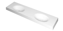 Ink Smooth Double Polystone Washbasin with 2 Tap Holes - Matte White - 180x45x9cm - 3407492