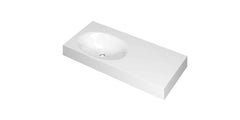 Ink Smooth Wastafel polystone links zonder kraangat - Glans Wit - 100x45x9cm - 3407328