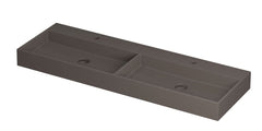 Ink United wastafel - porselein dubbel met 2 kraangaten incl. porseleinen click plug en verborgen overloop systeem - Mat basento - 140x450 cm - 0206153