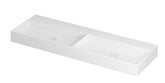 Ink United wastafel - porselein dubbel zonder kraangat incl. porseleinen click plug en verborgen overloop systeem - Mat Wit - 140x45 cm - 0206142