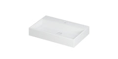 Ink United wastafel - porselein met 1 kraangat incl. porseleinen click plug en verborgen overloop systeem - Mat Wit - 70x45 cm - 0206032