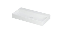 Ink United wastafel - porselein met 1 kraangat incl. porseleinen click plug en verborgen overloop systeem - Mat Wit - 90x45 cm - 0206052