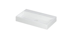 Ink United wastafel - porselein met 1 kraangat incl. porseleinen click plug en verborgen overloop systeem - Mat Wit - 80x45x11cm - 0206171