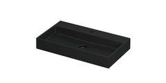 Ink United wastafel - porselein met 1 kraangat incl. porseleinen click plug en verborgen overloop systeem - Mat Zwart - 80x45x11cm - 0206174