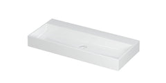 Ink United wastafel - porselein zonder kraangat incl. porseleinen click plug en verborgen overloop systeem - Glans Wit - 100x45 cm - 0206061