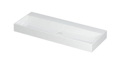 Ink United wastafel - porselein zonder kraangat incl. porseleinen click plug en verborgen overloop systeem - Glans Wit - 120x45 cm - 0206091