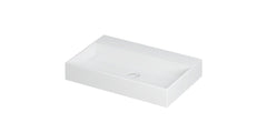 Ink United wastafel - porselein zonder kraangat incl. porseleinen click plug en verborgen overloop systeem - Mat Wit - 70x45 cm - 0206022