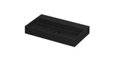 Ink United wastafel - porselein zonder kraangat incl. porseleinen click plug en verborgen overloop systeem - Mat Zwart - 80x45x11cm - 0206164