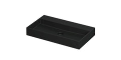 Ink United wastafel - porselein zonder kraangat incl. porseleinen click plug en verborgen overloop systeem - Mat Zwart - 80x45x11cm - 0206164