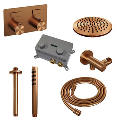 Brauer Edition inbouw doucheset - staafhanddouche - 20cm hoofdouche - plafondbuis - wandsteun - Geborsteld Koper PVD