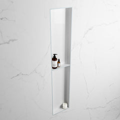 MONDIAZ EASY Nis 89,5x29,5cm in solid surface kleur Clay | Talc. 2 vakken geschikt voor in- of opbouw