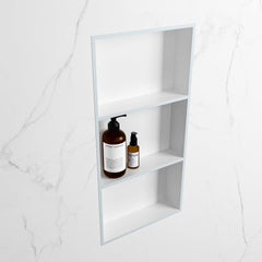 MONDIAZ EASY Nis 59,5x29,5cm in solid surface kleur Clay | Talc. 3 vakken geschikt voor in- of opbouw