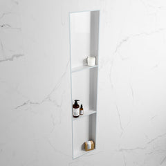 MONDIAZ EASY Nis 149,5x29,5cm in solid surface kleur Clay | Talc. 3 vakken geschikt voor in- of opbouw