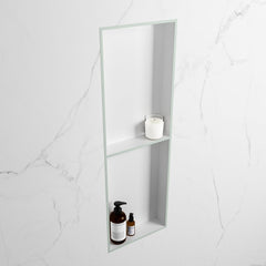 MONDIAZ EASY Nis 149,5x29,5cm in solid surface kleur Greey | Talc. 2 vakken geschikt voor in- of opbouw