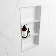MONDIAZ EASY Nis 59,5x29,5cm in solid surface kleur Greey | Talc. 3 vakken geschikt voor in- of opbouw