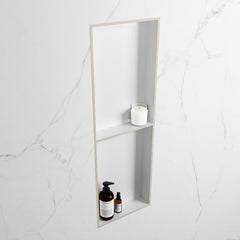 MONDIAZ EASY Nis 149,5x29,5cm in solid surface kleur Linen | Talc. 2 vakken geschikt voor in- of opbouw