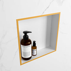 MONDIAZ EASY Nis 29,5x29,5cm in solid surface kleur Ocher | Talc. 1 vak geschikt voor in- of opbouw