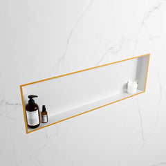MONDIAZ EASY Nis 89,5x29,5cm in solid surface kleur Ocher | Talc. 1 vak geschikt voor in- of opbouw