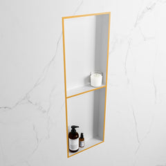 MONDIAZ EASY Nis 149,5x29,5cm in solid surface kleur Ocher | Talc. 2 vakken geschikt voor in- of opbouw