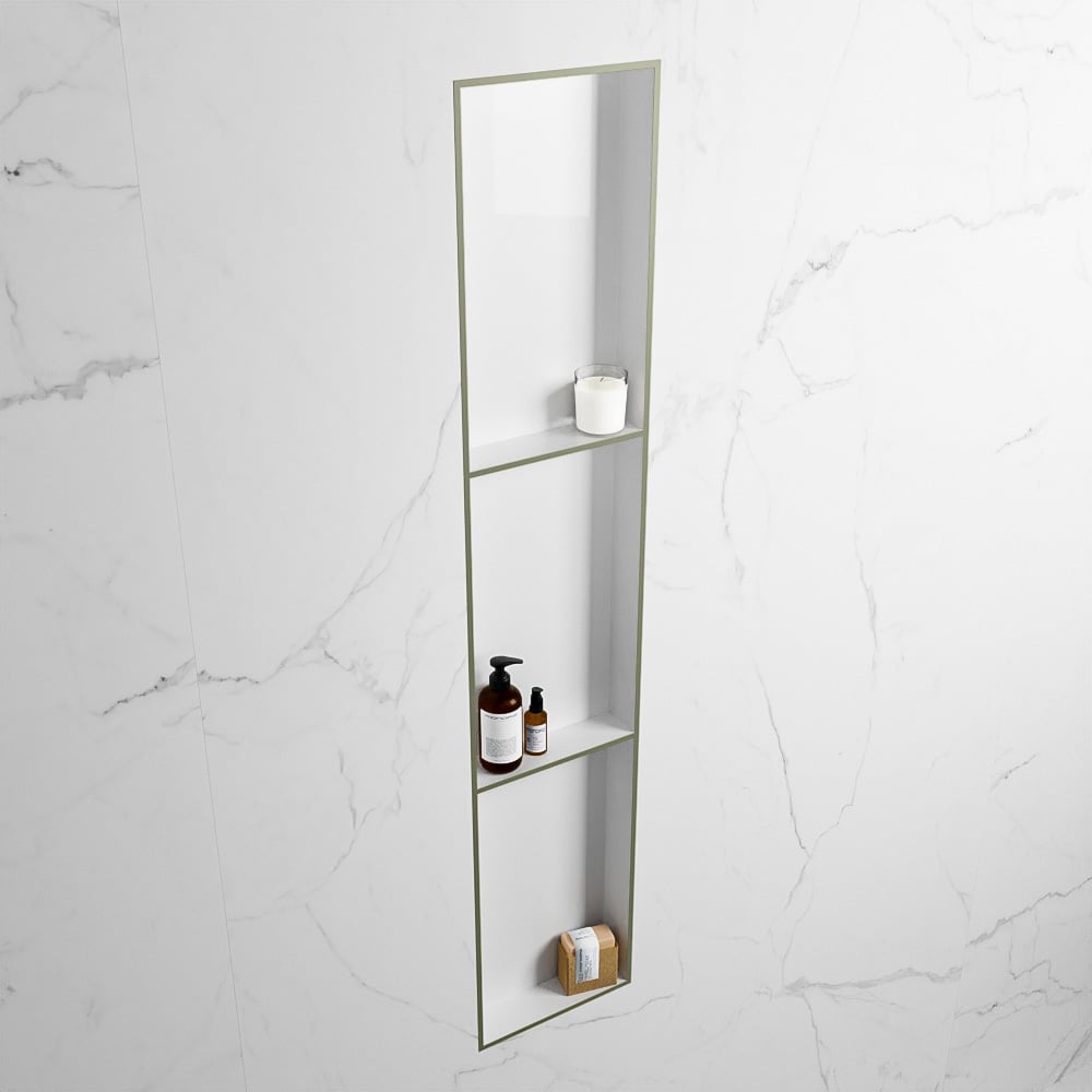 MONDIAZ EASY Nis 149,5x29,5cm in solid surface kleur Army | Talc. 3 vakken  geschikt voor in- of opbouw