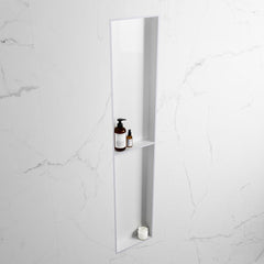 MONDIAZ EASY Nis 89,5x29,5cm in solid surface kleur Cale | Talc. 2 vakken geschikt voor in- of opbouw