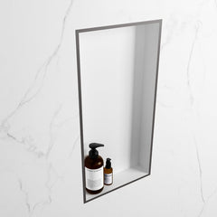 MONDIAZ EASY Nis 59,5x29,5cm in solid surface kleur DarkGrey | Talc. 1 vak geschikt voor in- of opbouw