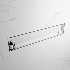 MONDIAZ EASY Nis 149,5x29,5cm in solid surface kleur DarkGrey | Talc. 1 vak geschikt voor in- of opbouw