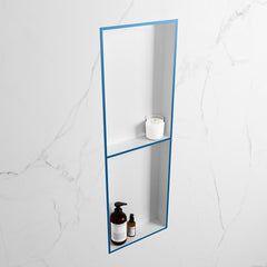 MONDIAZ EASY Nis 149,5x29,5cm in solid surface kleur Jeans | Talc. 2 vakken geschikt voor in- of opbouw