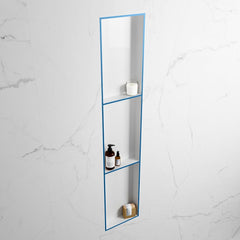 MONDIAZ EASY Nis 149,5x29,5cm in solid surface kleur Jeans | Talc. 3 vakken geschikt voor in- of opbouw