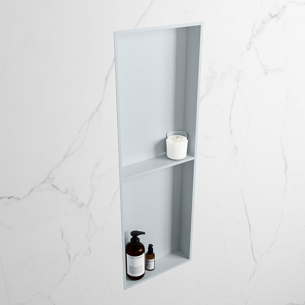 MONDIAZ EASY Nis 149,5x29,5cm in solid surface kleur Clay | Clay. 2 vakken geschikt voor in- of opbouw