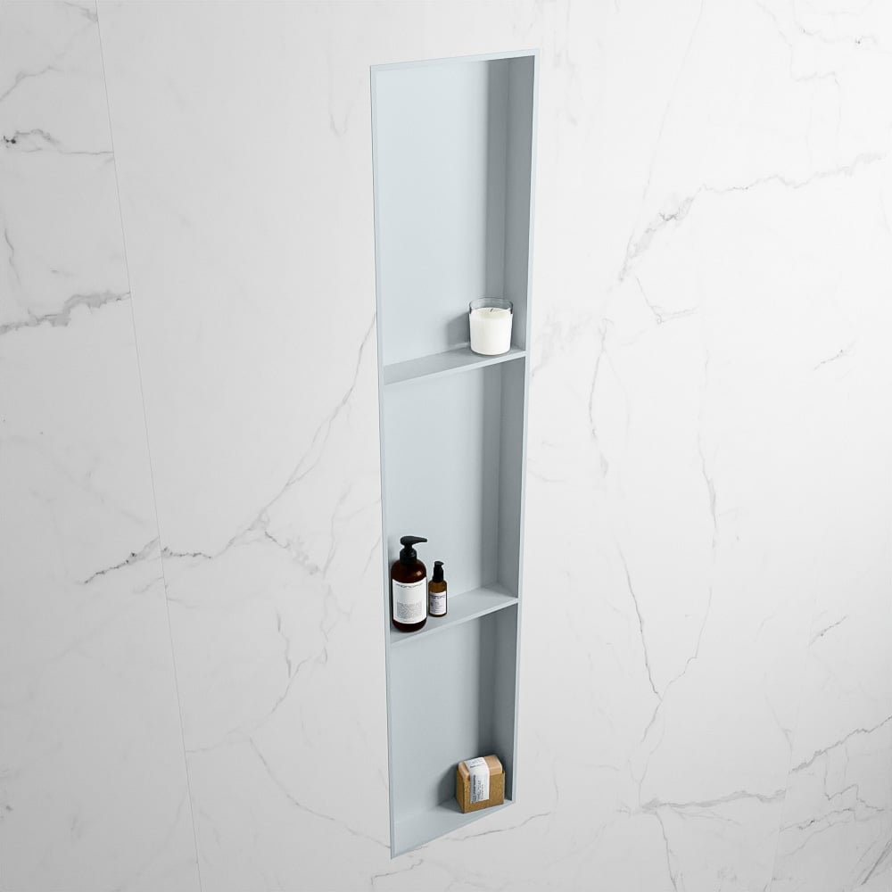 MONDIAZ EASY Nis 149,5x29,5cm in solid surface kleur Clay | Clay. 3 vakken  geschikt voor in- of opbouw