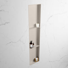 MONDIAZ EASY Nis 149,5x29,5cm in solid surface kleur Linen | Linen. 3 vakken geschikt voor in- of opbouw