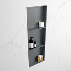 MONDIAZ EASY Nis 89,5x29,5cm in solid surface kleur Plata | Plata. 3 vakken geschikt voor in- of opbouw