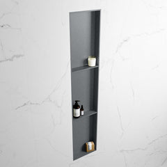 MONDIAZ EASY Nis 149,5x29,5cm in solid surface kleur Plata | Plata. 3 vakken geschikt voor in- of opbouw