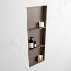 MONDIAZ EASY Nis 89,5x29,5cm in solid surface kleur Smoke | Smoke. 3 vakken geschikt voor in- of opbouw