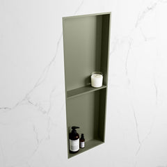 MONDIAZ EASY Nis 149,5x29,5cm in solid surface kleur Army | Army. 2 vakken geschikt voor in- of opbouw