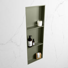 MONDIAZ EASY Nis 89,5x29,5cm in solid surface kleur Army | Army. 3 vakken geschikt voor in- of opbouw