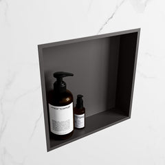 MONDIAZ EASY Nis 29,5x29,5cm in solid surface kleur DarkGrey | DarkGrey. 1 vak geschikt voor in- of opbouw