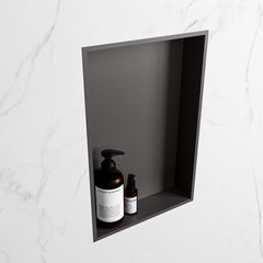 MONDIAZ EASY Nis 44,5x29,5cm in solid surface kleur DarkGrey | DarkGrey. 1 vak geschikt voor in- of opbouw